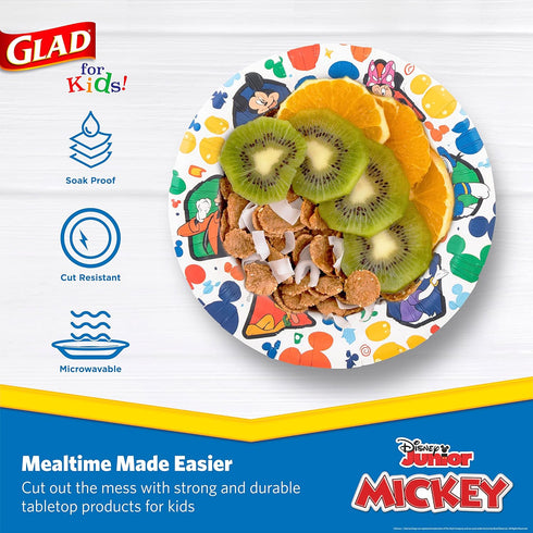 Glad for Kids Disney Mickey and Friends 12oz Paper Bowls| Disney Mickey Mouse Paper Bowls, Kids Bowls| Kid-Friendly Paper Bowls for Everyday Use, ...