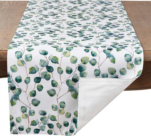 SARO LIFESTYLE Eucalyptus Leaf Table Runner, Eucalyptus, 16"x120"...