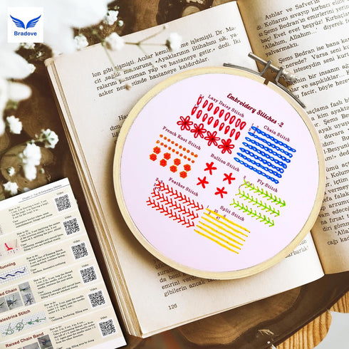 Bradove 4 Sets Embroidery Stitches Practice Kit, Embroidery Kit for Beginners with Embroidery Patterns, Beginner Embroidery Kit, Embroidery Kits f...