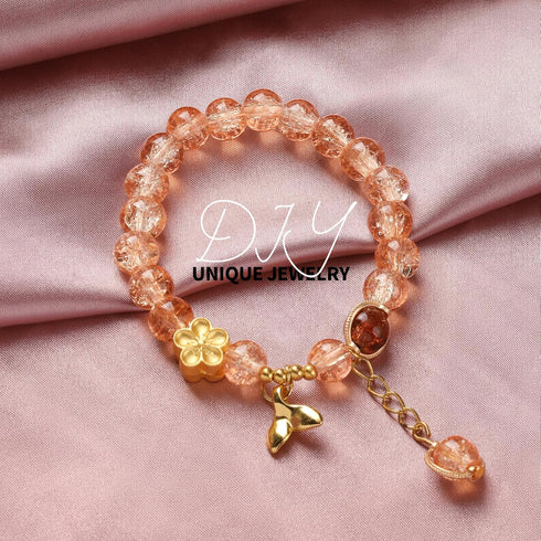 LEOBRO Crackle Glass Beads for Jewelry Making, 8MM Beads for Bracelets, Circle Crystal Bead Set, Crackle Glass Beads for Jewelry Making, Bulk Brac...