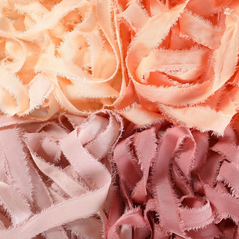 Mindsoft 20 Yard Silk Ribbons Irregular Handmade Frayed Satin Ribbons with Wooden Spool Handmade Shabby Fringe Craft Ribbon for Gift Wrapping Baby...