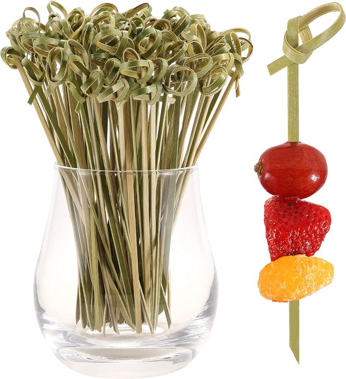 100 PCS Cocktail Picks, 4.7 Inch Toothpicks for Appetizers, Natural Bamboo Knot Skewers, Mini Food Sticks, Fancy Tooth Picks for Drinks,Fruit,Char...