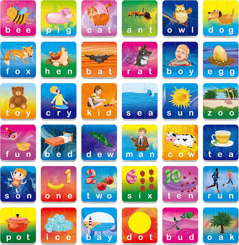 72 Word Spelling Puzzles with Error-Correction Mechanism in 3 Pieces, Perfect for Preschool Learning (36 Block Double Sided)...