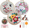 Embroidery Starter Kit for Beginners with Pretty Floral and Birds Patterns. Complete DIY, Includes 3 Hoops, 3 Stamped Patterns, Needles, Scissors,...