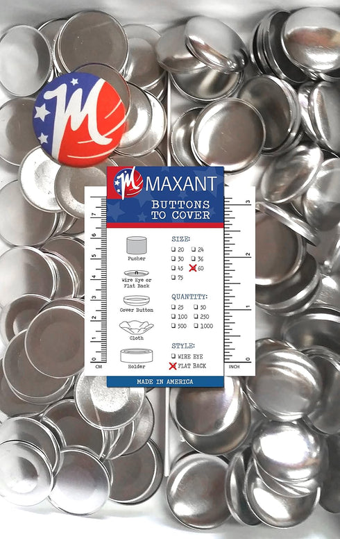 50 Buttons to Cover - Made in USA - Self Cover Buttons with Flat Backs Size 60 with Tool...