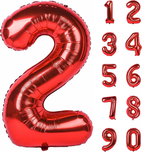 40 inch red big number 2 birthday party decoration foil polyester film balloons anniversary party wedding for girls and boys digit 2...
