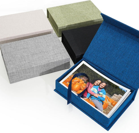 4x6 Linen Photo Storage Box - Ideal for Preserving and Organizing Your Precious Photos, Certificates, Scrapbooking Supplies, Keepsakes, and Jewelr...