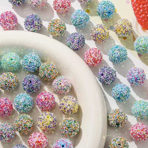 20mm Rhinestone Beads Shine Disco Ball Beads Easter Chunky Bubblegum Beads Crystal Round Beads for Pen Bag Chain Jewelry Making (Color-1)...