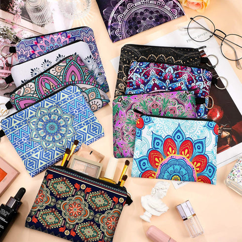 10 Pieces Small Coin Purse for Women Girls, Change Purse Pouch Mini Wallet Coin Bag with Zipper (Bohemian Series)...