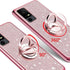 for TCL 40 XE 5G/40 NxtPaper 5G Phone Case with Ring Stand Lanyard Strap, Cute Shiny Glitter Girls Women Drop Protection ShockProof 2-Layer Protec...