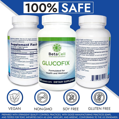 Glucofix - Berberine Supplement - Herbal Supplement with Cinnamon, Gymnema, Berberine, Bitter Melon, and Turmeric - 120 Capsules...