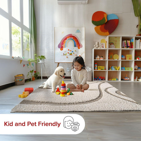 nuLOOM Carolyn Modern Shag Area Rug - 2x3 Accent Shag Rug Transitional Cream/Blue Rugs for Living Room Bedroom Dining Room Nursery Entryway...