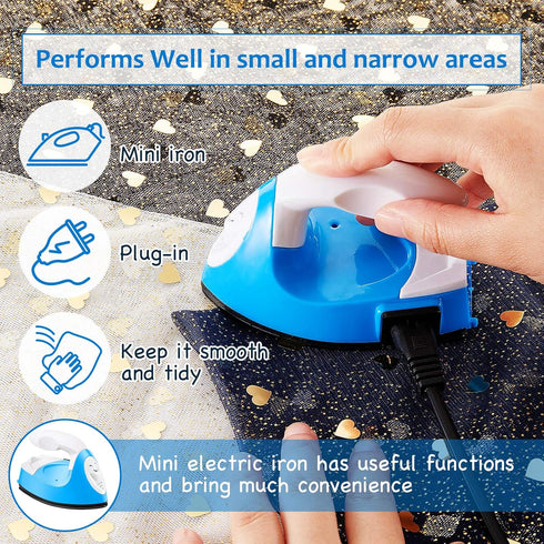Honoson Mini Craft Iron Mini Heat Press Small Iron Portable Handy Tiny Flatiron with Charging Base Accessories for Fuse Beads Patch DIY Shoes T-Sh...