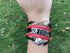Softball Charm Bracelet (Black/Red) Bracelets, Adjustable Bracelet with Softball Charm. Braided Bracelets for Softball Players, Softball Team, and...