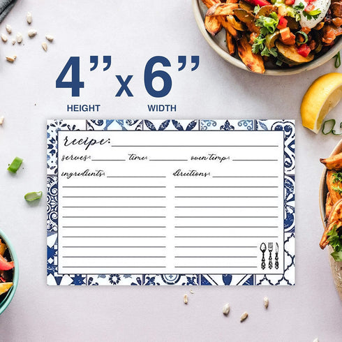 Recipe Cards 4" X 6" Double-Sided Premium Thick Card Stock Great Gift for Amateurs or Experienced Chefs (Pack of 50) (Blue)...