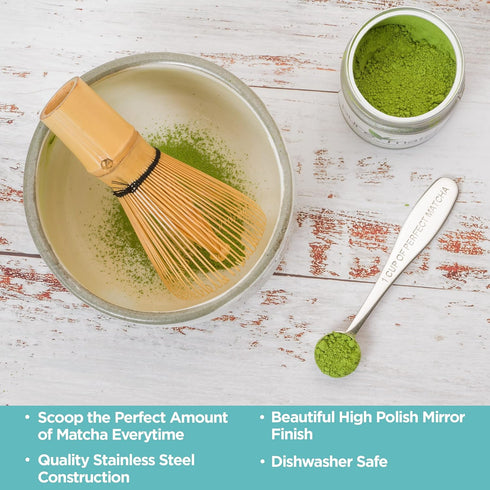 Matcha Measuring Spoon | One Cup of Perfect Matcha | Stainless Steel Scoop | Premium High Polish Finish | 1/2 Teaspoon | 1Gram Serving...
