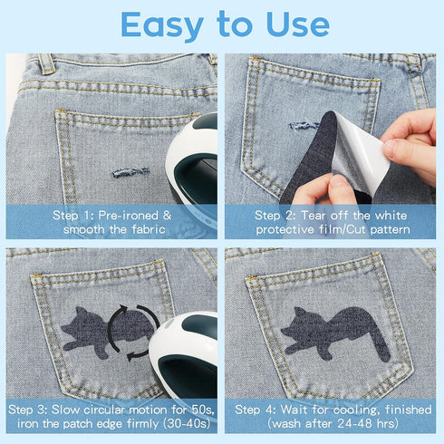 HTVRONT Iron on Patches for Clothing Repair, Cotton Patches Iron on, Dark Blue Repair Decorating Kit 20 Pieces Iron on Patch Size 3" by 4-1/4" (7....