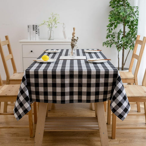 Aquazolax Weights Boho Tableclothes Buffalo Checkered Cloth Tablecloth for Rectangle Tables 6ft Long Black and White Table Cover, 54" x 72", Black...