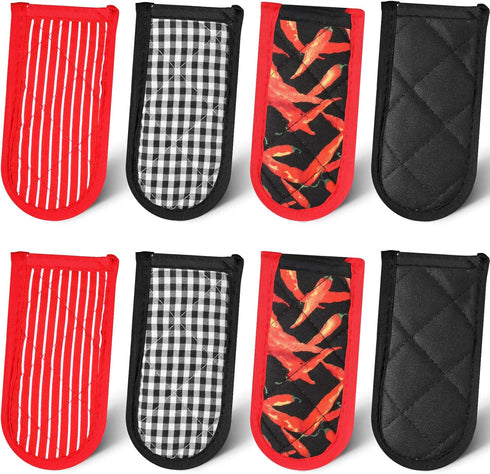 Geiserailie 8 Pieces Pan Handle Sleeve Heat Resistant Pot Sleeve Grip Non-Slip Skillet Pot Holder Machine Washable Cast Iron Handle Cover Cotton A...