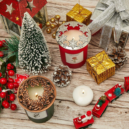 Moxweyeni 2 Pieces Candle Toppers to Burn Evenly Scented Jar Candles Cover 2.85 Inch Mother's Day Gifts Leaf Pine Topper Lids Accessories Sleeves ...