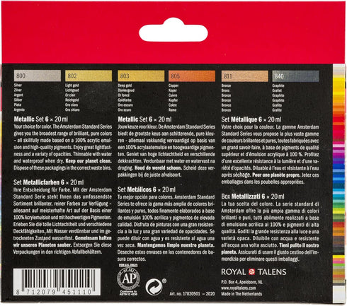 Amsterdam Talens Juego de pinturas acrílicas metalizadas (6 x 20 ml)...