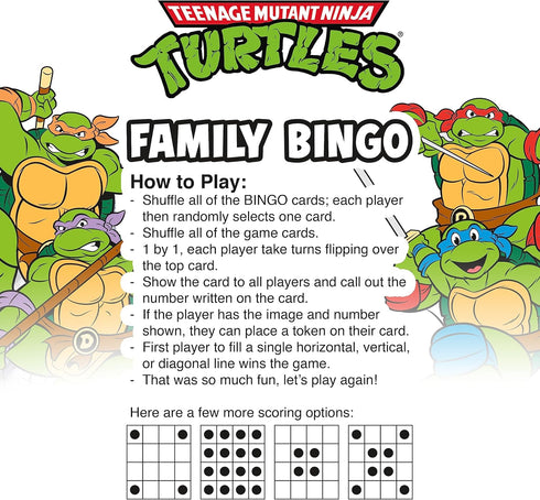 AQUARIUS Teenage Mutant Ninja Turtles Bingo Game - Fun Family Party Game for Kids, Teens and Adults - Entertaining Family Game Night Gift - Offici...