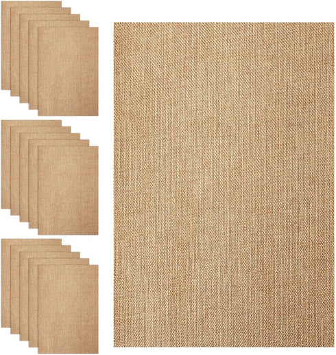 18 Sheets Printable Natural Burlap Paper Pad, 8.5 x 11 Inch Burlap Scrapbooking Supplies Laminated Burlap Paper Cardstock Vintage Craft Burlap Scr...