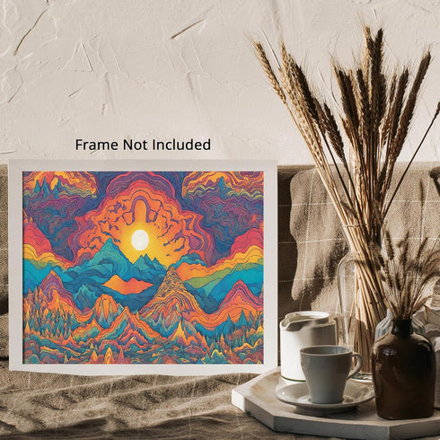 Posterizer 1 pcs- psychedelic funky hippie colorful landscap 6-Abstract & Modern Art-Fantasy & Fiction Art- Living Room Bedroom Decor- unframed wa...