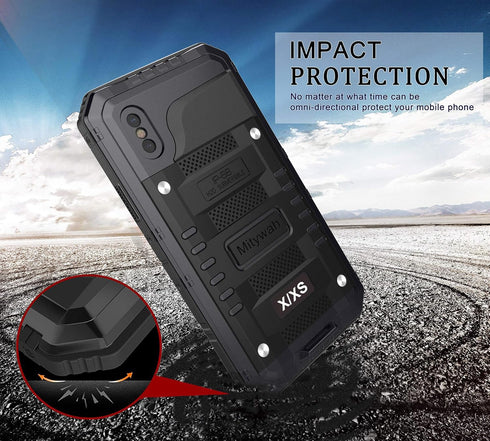 Mitywah Waterproof Case for iPhone X/XS, Heavy Duty Durable Metal Full Body Protective Case Built-in Screen Protection Waterproof Shockproof Dustp...