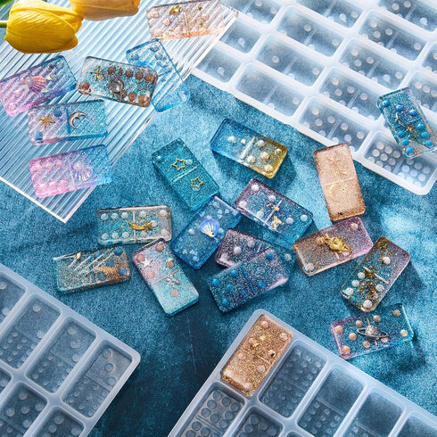 Domino Resin Molds Double 12 Colored Dot Dominoes Molds Epoxy Domino Resin Candy Clay Silicone Dominoes for DIY Craft...