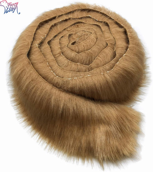 Furryvalley Faux Fur Trim Raccon Fox Fur Ribbon Craft Furry Stripe for Slippers Slides Fringe 2 Yards (Coffee)...