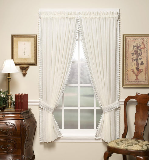 Today's Curtain Versailles Macrame Crushed Window Voile Panel, 84-Inch, Ecru...