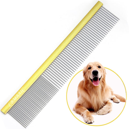 10inches Large Dog Grooming Comb for Shedding Matted Hair for Large Dogs Metal Dog Comb with Long Wide Tooth Comb for Poodles and Goldendoodles Re...