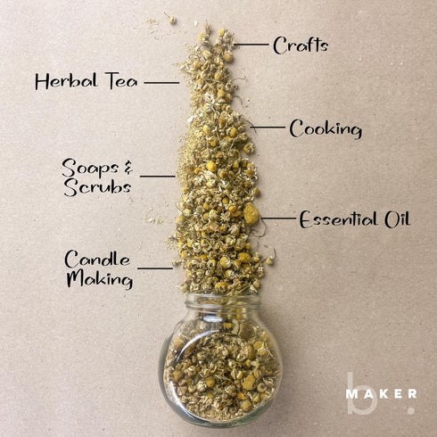 bMAKER Dried Chamomile Flowers (4oz) - Bulk Bag - Kosher Certified Chamomile for Relaxation, Dried Flowers for Soap Making, Lotion, Shampoo, Loose...