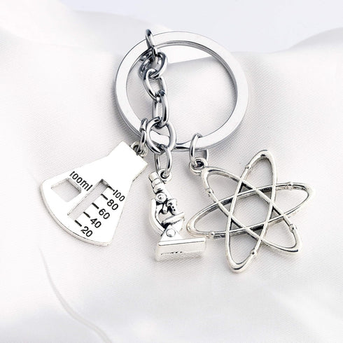 FUSTMW Biology Chemistry Keychain Science Symbol Gifts Atom Microscope Key Chain Biology Chemistry Teacher Gift Science Lovers Gift...