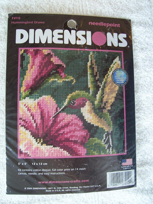 Dimensions Needlepoint Kit, Hummingbird Needlepoint, 5'' W x 5'' H, Various...