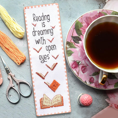 Povitrulya 'Reading is Dreaming' - Embroidery Set for DIY Bookmark - Counted Cross Stitch Kit for Adults with Paper Pattern, 16 Count Aida Canvas ...