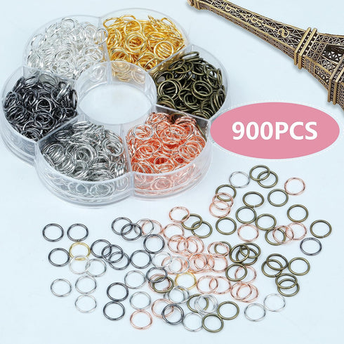 YAKA 900Pcs 9mm1Box 6 Colors Open Jump Ring,Ring Jewelry Keychain for Jewelry Making Accessories,1Pcc Jump Ring Open/Close Tool and 1Pcs Clear Box...