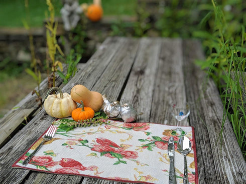 Tache Spring Placemats Floral Sweet Red Roses Birds Placemat - Shabby Chic Vintage Tapestry Kitchen Dining Dinner Linens Floral Table Mat - Set of...