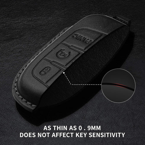 Tukellen for Jeep Key Fob Cover Leather,Leather Key Case Protector Compatible Jeep Grand Cherokee Renegade Chrysler 200 300 Dodge RAM Durango Chal...