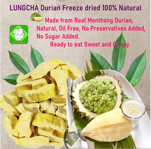 Durian King of Fruit Vacuum Freeze Dried Fresh Durian Monthong Made from Real Fruit 50 Gram or 1.75 Ounce Pack of 2...