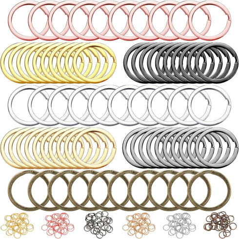 Ripeng 250 Pieces Flat Split Key Chain Rings Bulk 7 Colors Keychain Rings and 6 Colors Open Jump Loop, 25 Mm, 7 mm...