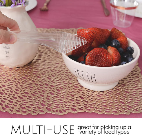 Plasticpro Disposable Plastic Serving Tongs Durable Heavy Duty Premium Serving Utensils Clear Pack of 4...