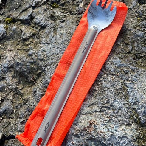 Savior Survival Gear Titanium Spork – Lightweight Multi-Purpose Long Handle Camping Spork - Eco-friendly Backpacking Utensil...