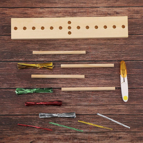 WILLBOND Bow Maker for Ribbon Wreath Wooden Maker Tool with U-Shaped Scissor and Twist Ties for Making Bows DIY Crafts Christmas Party Decorations...
