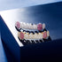 JINAO Grillz Gold Grills for Your Teeth Fake Teeth 18K Gold Plated Iced out 8 Top Teeth 8 Bottom Tooth Grillz for Men Women Hip Hop Rapper Costume...