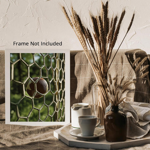 Posterizer 1 pcs-close-up of a ball hitting the football goal net-Sports & Hobby Art Gifts for sports fans Decor for Home & Office- unframed wall ...