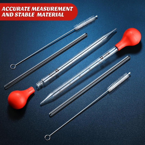 Weewooday Glass Droppers Pipettes Graduated Lab Dropper Glass Liquid Pipette with Big Rubber Hats 20 cm Glass Stir Rod Washing Brush Transfer for ...