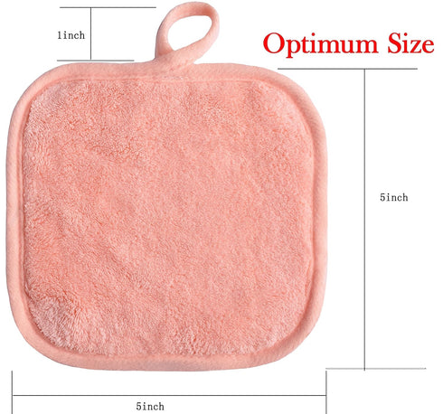 Makeup Remover Cloths for Face, Eye, Lips - Reusable Makeup Remover Pads Soft Microfiber Facial Cleansing Cloths 5 x 5 inch 12 Pack (Coral)...