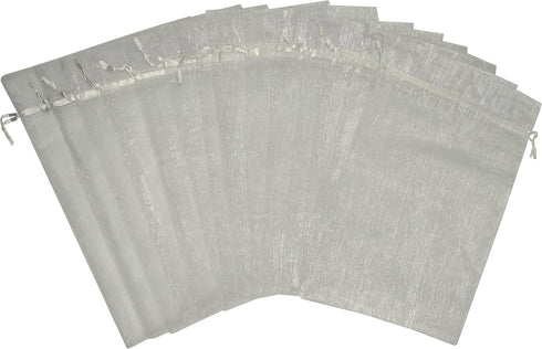 Ankirol 50pcs Sheer Organza Favor Bags 12 X 16 INCH X Large Organza Drawstring Bags (white)...